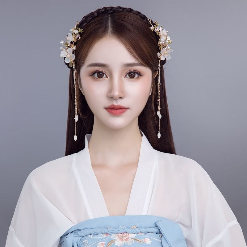 汉服头饰古风发梳发钗套装古代超仙气流苏发饰全套少女古装配饰品 凉