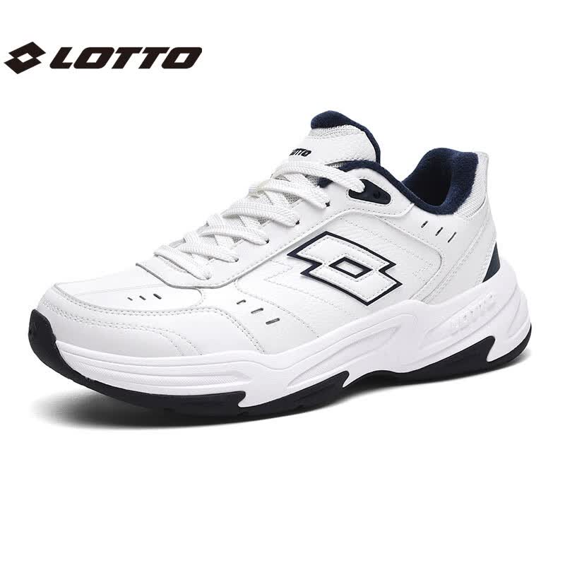 乐途（LOTTO）运动鞋男鞋春冬官方皮面男士跑步鞋防滑耐磨百搭网球休闲鞋子 白蓝色加绒（男款） 40