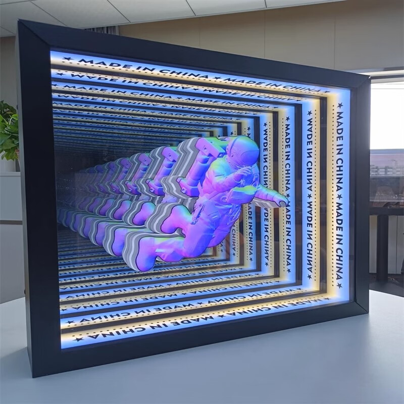 山头林村定制深渊千层镜灯箱 千层镜深渊镜定制霓虹灯背景墙网红灯箱