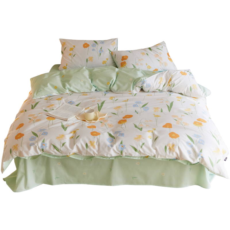 多喜爱家纺纯棉床上三件套 学生宿舍单人全棉被套床单套件1.2米床152*218cm