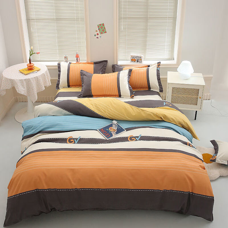 拾爱 全棉四件套纯棉加厚磨毛床单被套1.