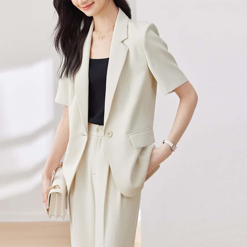 尚都比拉夏季休闲西装外套女高级感百搭外套 杏色 XL 怎么样,好用不?