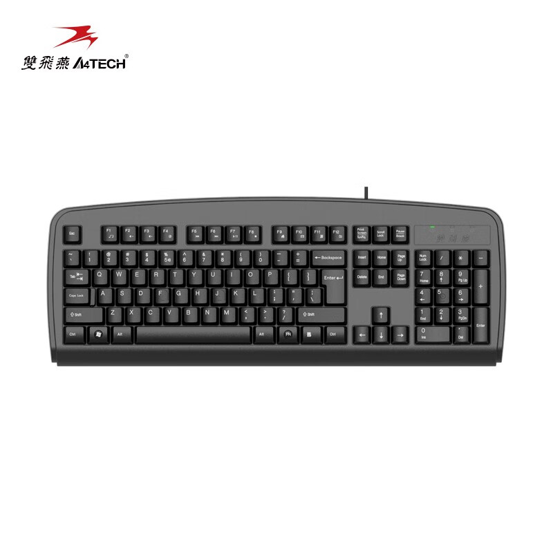 双飞燕（A4TECH)KB-8U 键盘有线 薄膜办公打字用键盘笔记本外接台式电脑通用键盘104键 USB接口 黑色