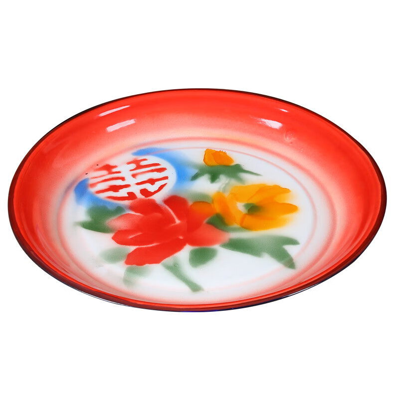 蝶莱老式铁瓷茶盘搪瓷子家用中式怀旧复古特色菜大盘鸡鱼盘铁托盘瓷盘