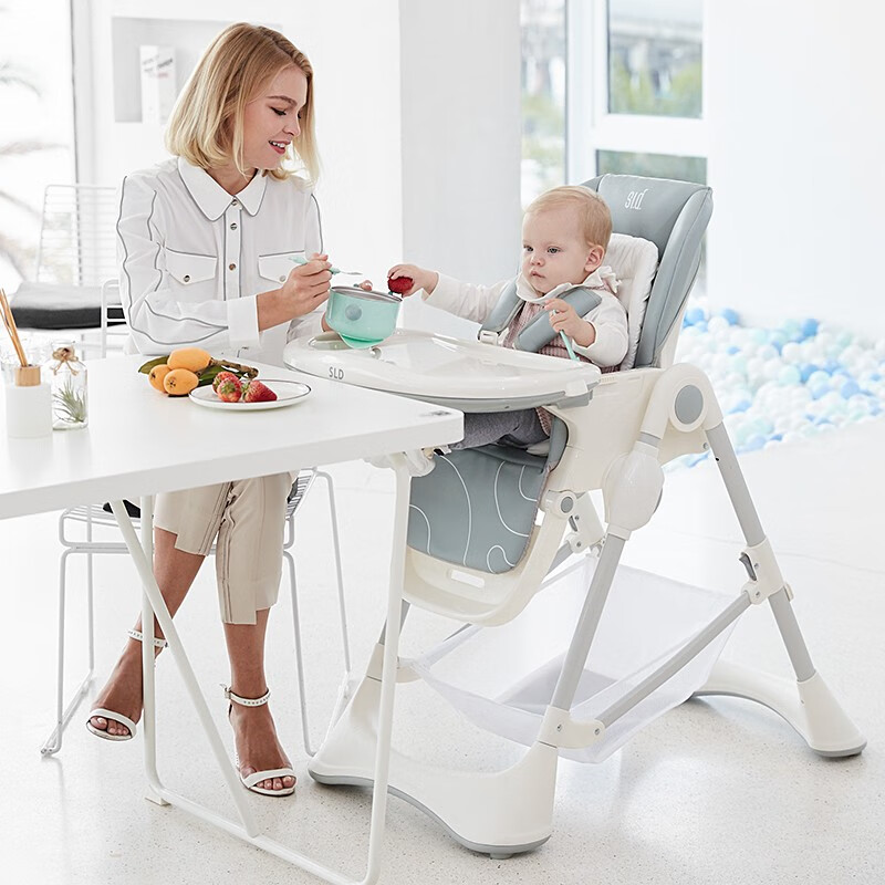 SLD宝宝餐椅吃饭可折叠便携式儿童椅子多功能婴儿餐桌座椅 天空蓝