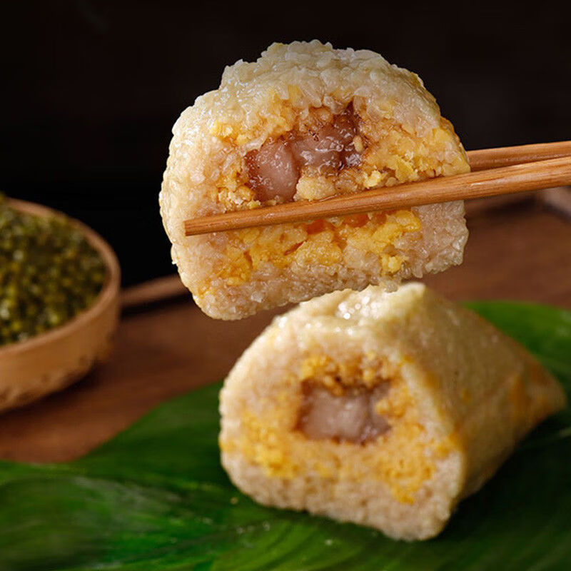 德临门广西粽子五花肉绿豆粽农家手工咸粽子咸味猪肉糯米粽大个免煮