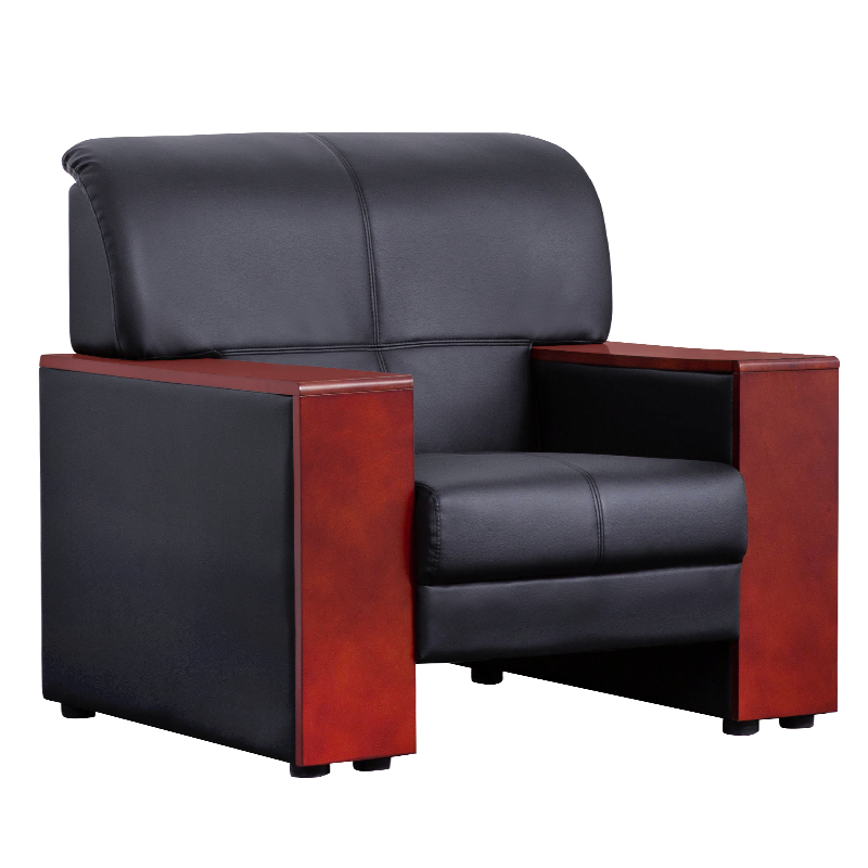 黎明 办公沙发现代中式接待洽谈商务小型办公室会客皮沙发单人位