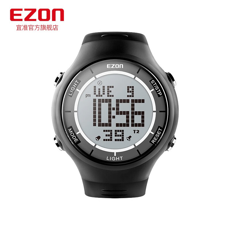 宜准（EZON）生活防水运动手表学生教练秒表计时表 基础黑