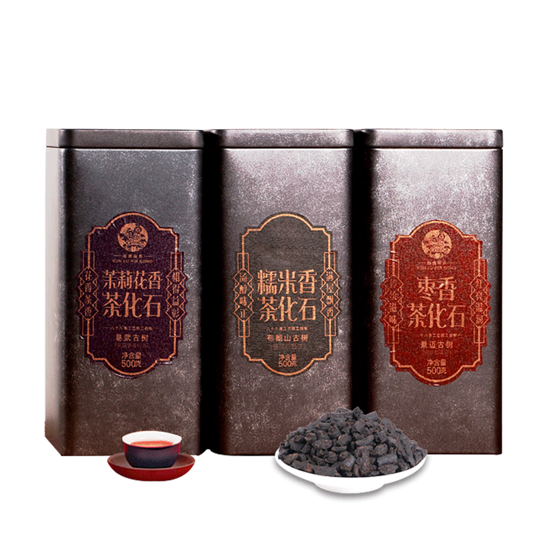 吉順號（JISHUNHAO） 云南普洱茶熟茶禮品茶葉禮盒糯米香茶化石碎銀子散裝茶葉 500克 1罐
