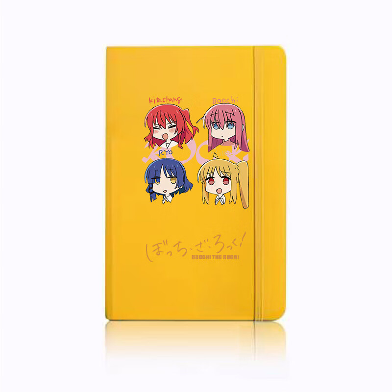 一里 二次元动漫手账本 笔记本记事本 q版头四人组 日文标志彩(黄)