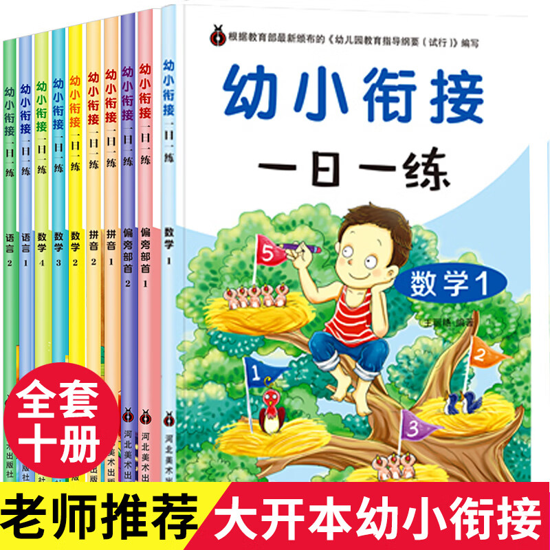 现货幼小衔接一日一练学前班教材全套10本 拼音拼读训练笔画笔顺偏旁部首加减法 幼儿园大班升一年级