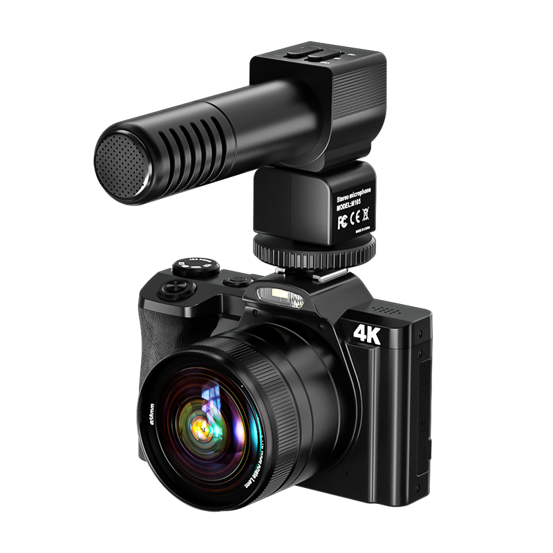 宇彩（YUCAI） 数码相机 微单学生入门级4K高清单反相机便携式小型家用旅游复古vlog照相 主机+镜头+麦克风 64G内存