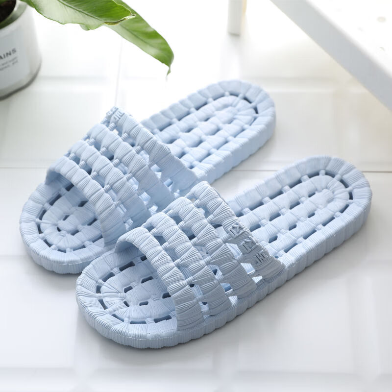【母婴育儿】柔软舒适夏拖鞋女男家用寝室宿舍防滑浴室拖鞋简约外出软底厚底 1777天蓝 38-39