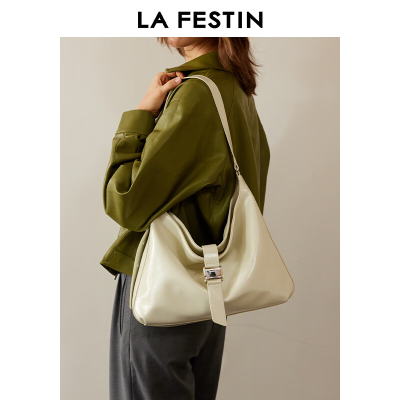 拉菲斯汀(La Festin)门票包2026新款HOBO包包女大容量斜挎通勤托特包七夕情人节礼物 椰奶白 | 可装11英寸iPad | 现货即发