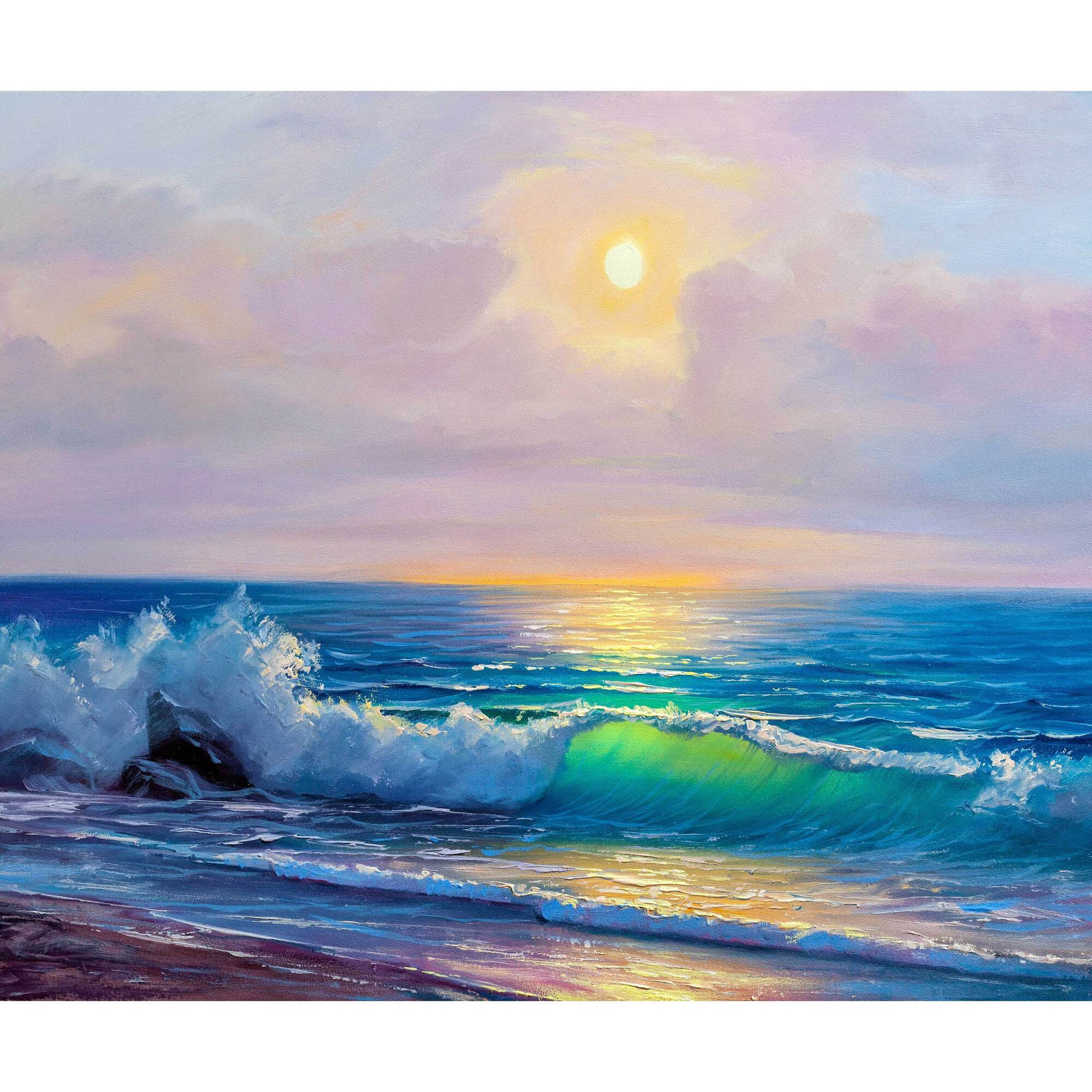 巴拉时光新款欧式油画海滩海景沙滩遮光隔断帘客厅卧室阳台成品窗帘