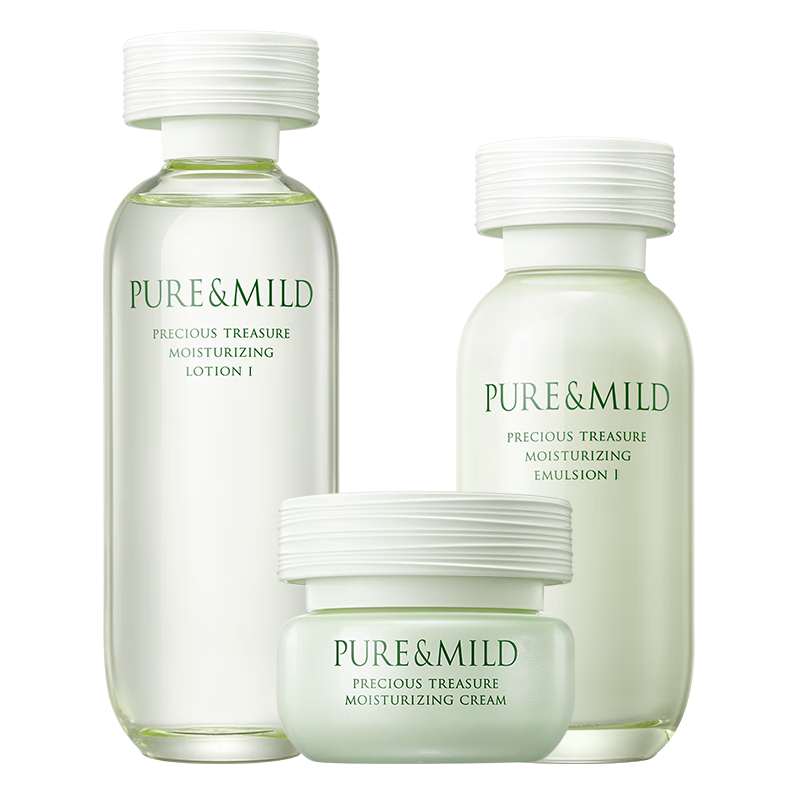 泊美（PURE＆MILD）护肤品套装鲜纯珍萃百合多效保湿水乳护肤化妆品补水套装圣诞礼物 【保湿1.0】水+乳+面霜3件套（滋润型）