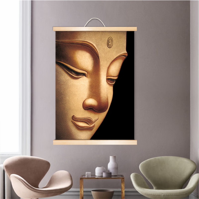 中式禅意佛像装饰画办公室茶室挂画客厅玄关阿弥陀佛背景墙壁画 佛头1