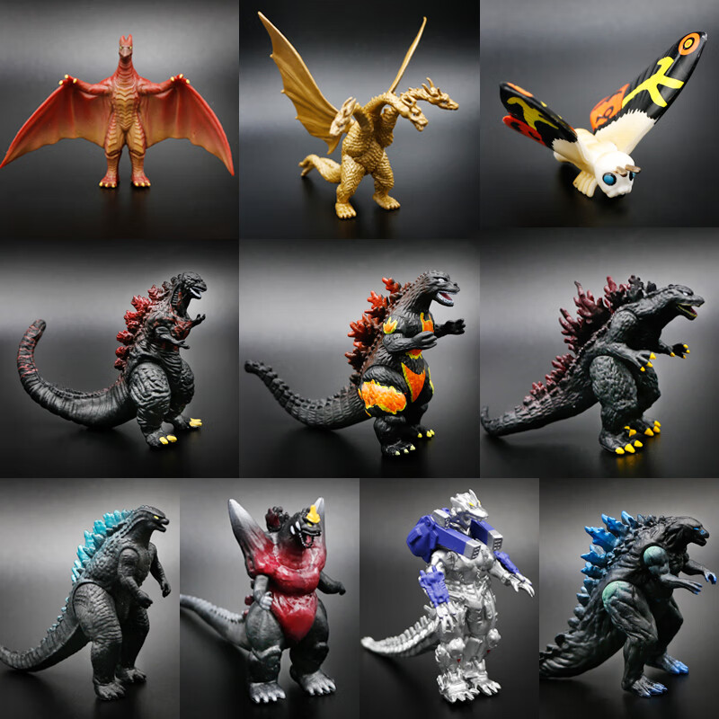 哥斯拉大战金刚电影版可动模型摆件基多拉玩具儿童礼物 一套10款(高约