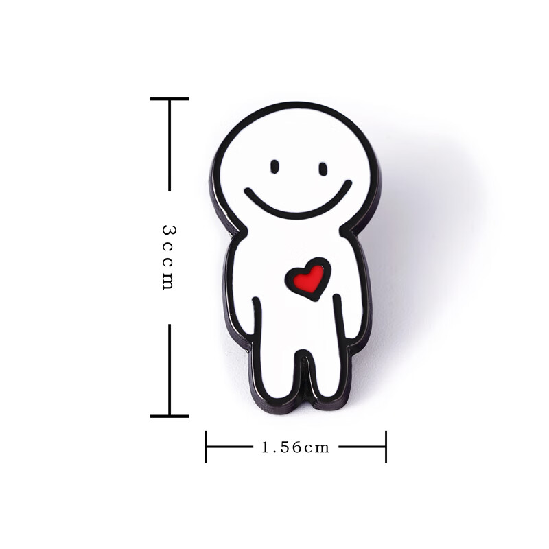 海洛迪 孤独小白人微笑徽章红心无情自闭蹲抱腿原创设计社恐胸针 小白