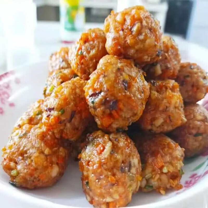 虎钢馋藕丸子 洪湖手工藕丸 全素藕丸子 藕香油炸藕圆子新鲜冷冻食300