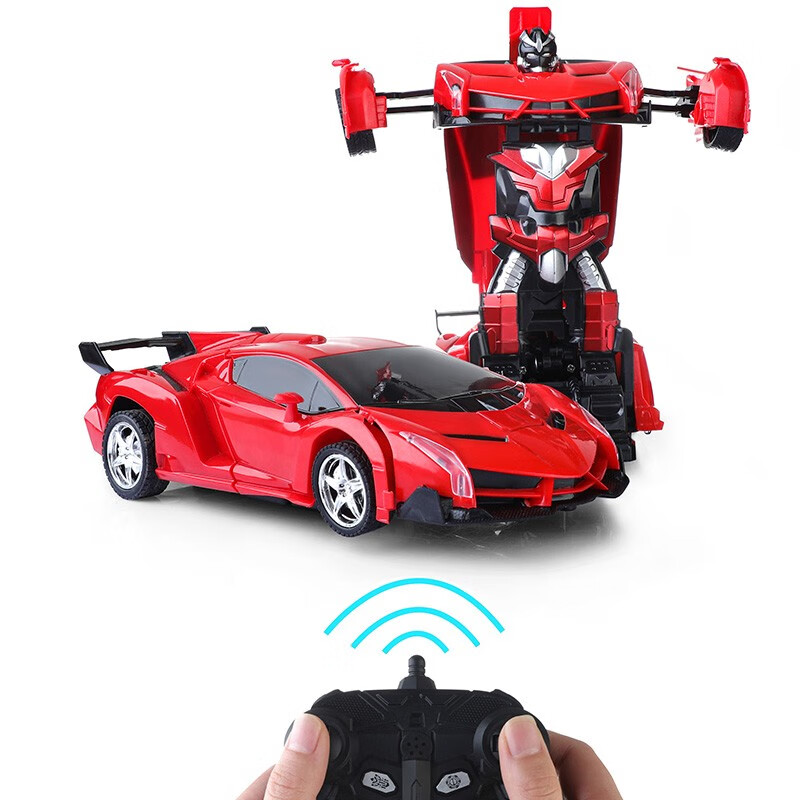 木丁丁 儿童遥控车汽车 一键变形玩具机器人 可充电男孩玩具模型新年礼物高清大图