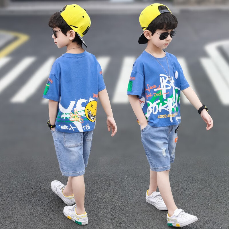 爱麦依好看的男童夏季套装2022新款学生洋气儿童夏装网红小朋友夏天穿