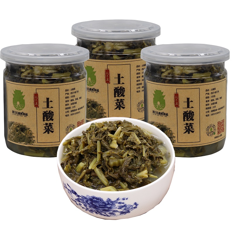 自制苍溪阆中旺苍酸菜鱼500gx3罐 广元土酸菜(3罐土酸菜 1袋米豆腐)