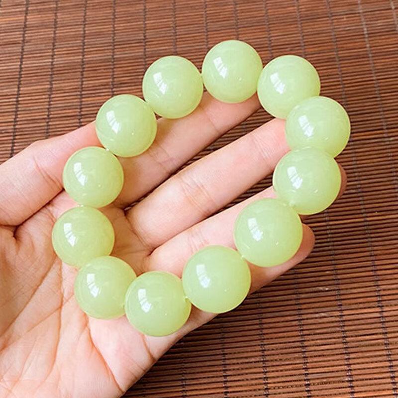 永赫和田玉黄口圆珠手串 男女款玉石手链把件手串20mm黄玉佛珠手链