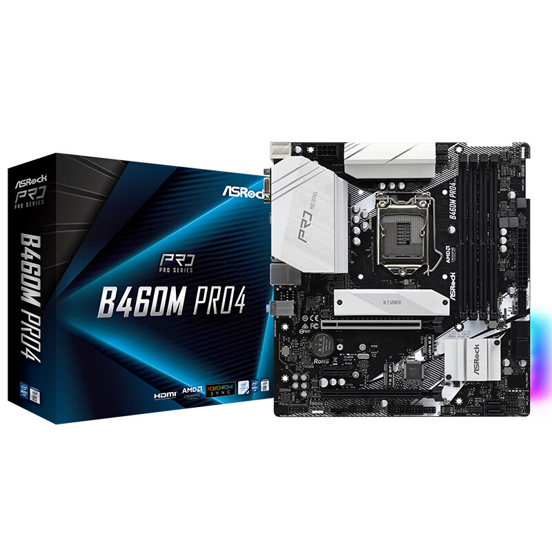 华擎（ASRock）B460M Pro4主板 支持CPU 10400/10500/10400F/10700（ Intel B460/LGA 1200）