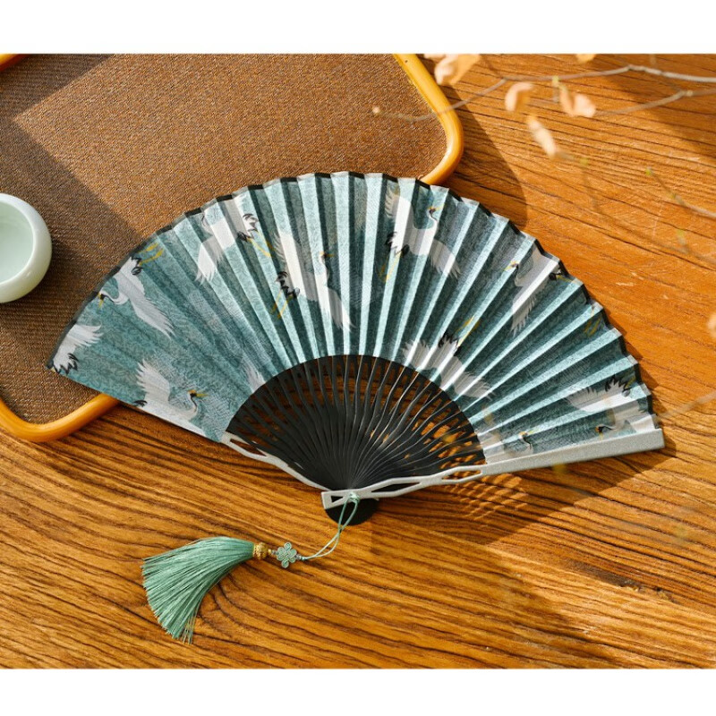 扇子防身武器折扇钛合金扇子金属骨架钢骨铝合金随身温客行古 群鹤铝