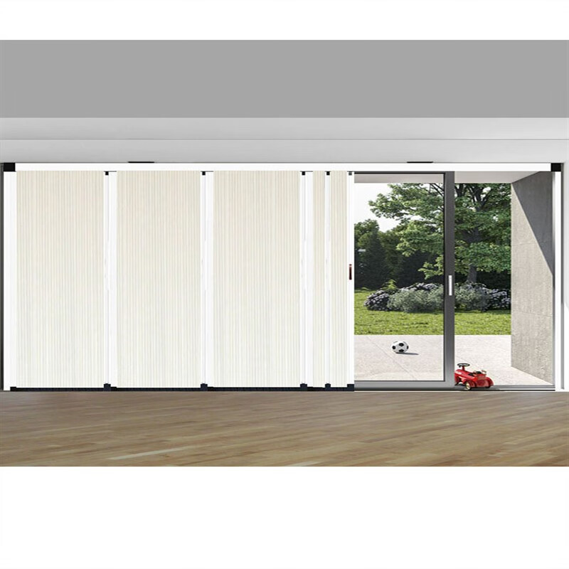 开航折叠门免打孔推拉厨房楼梯口隐形折叠伸缩门客厅卧室会议 米黄色