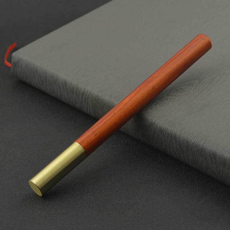 罗氏 宝珠笔礼盒装黄铜实木木质签字笔 高档礼品笔可定制刻字 0.5mm单只装（科檀木）