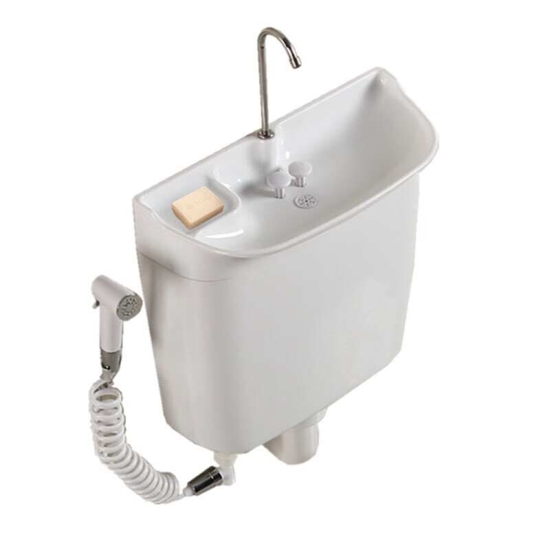 家用小户型蹲便器水箱带洗手盆一体卫生间厕所水箱节能冲水箱陶瓷 f