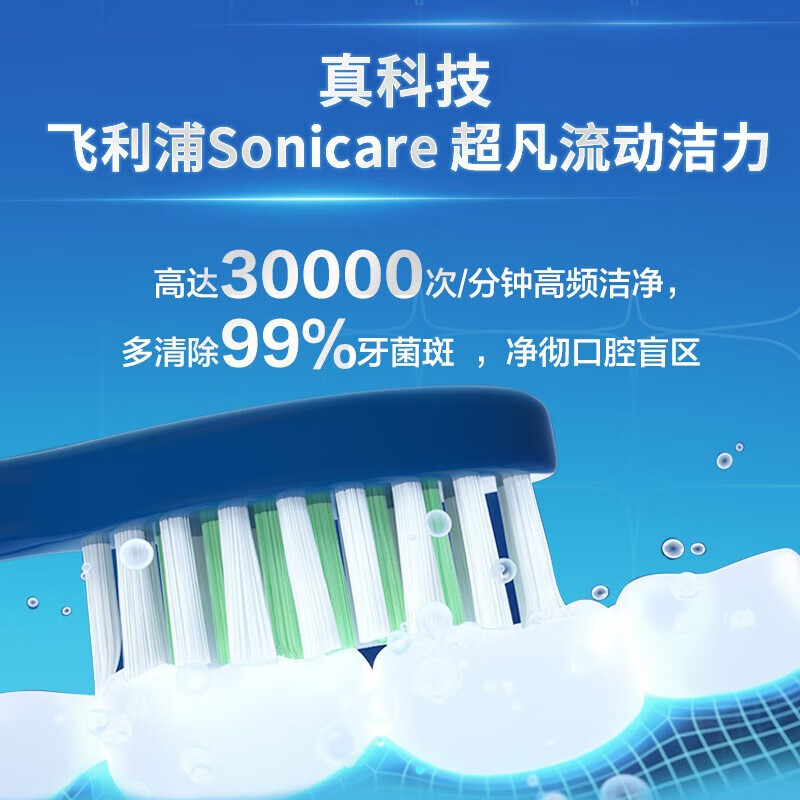 飞利浦电动牙刷成人声波震动牙刷5种模式软毛柔和亮白5效宝藏刷S3情侣牙刷 礼物送男友送女友 深藏蓝HX2471/01【5种清洁模式】