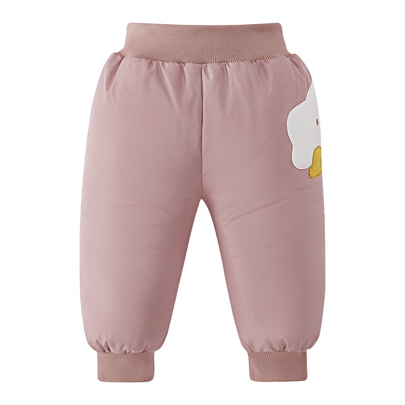 羽绒裤宝宝冬装三防长裤外穿小童鸭绒保暖休闲裤冬季女童裤子粉色90cm