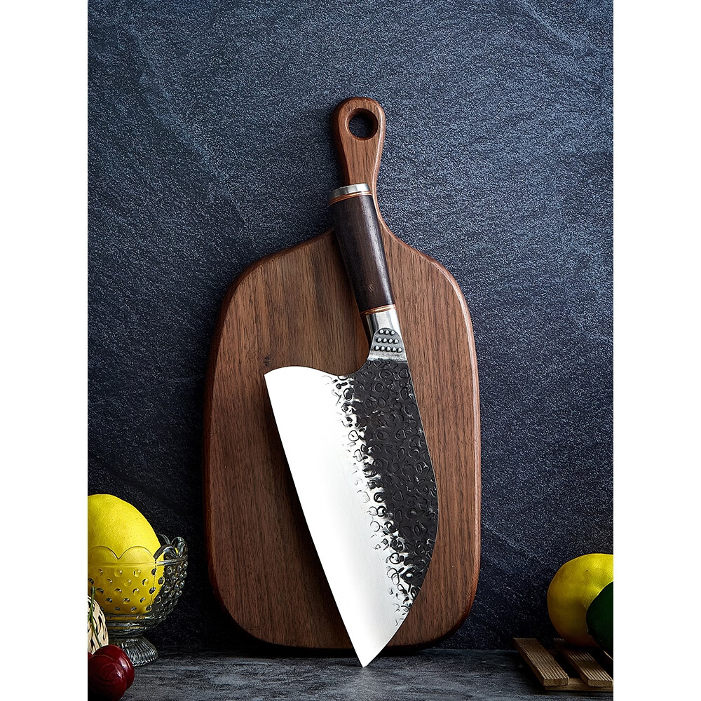 楚家刀 合金钢家用菜刀手工锻打圆头厨师专用切片刀老头厨房刀具 110