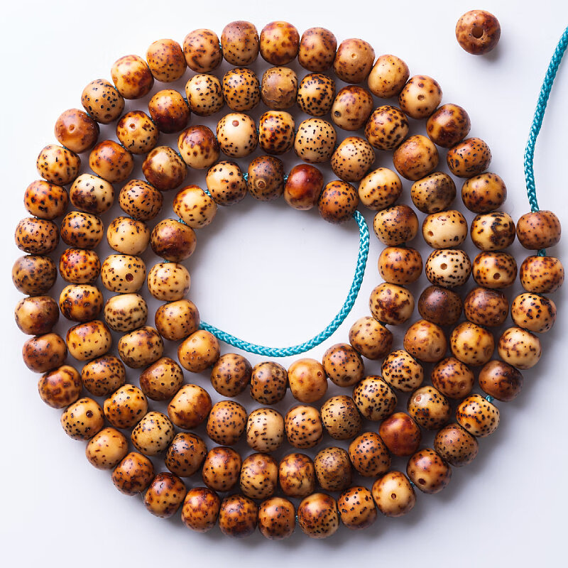 一北 星月菩提虎皮陈籽老料108颗 原生态素珠正月男女士手串项链