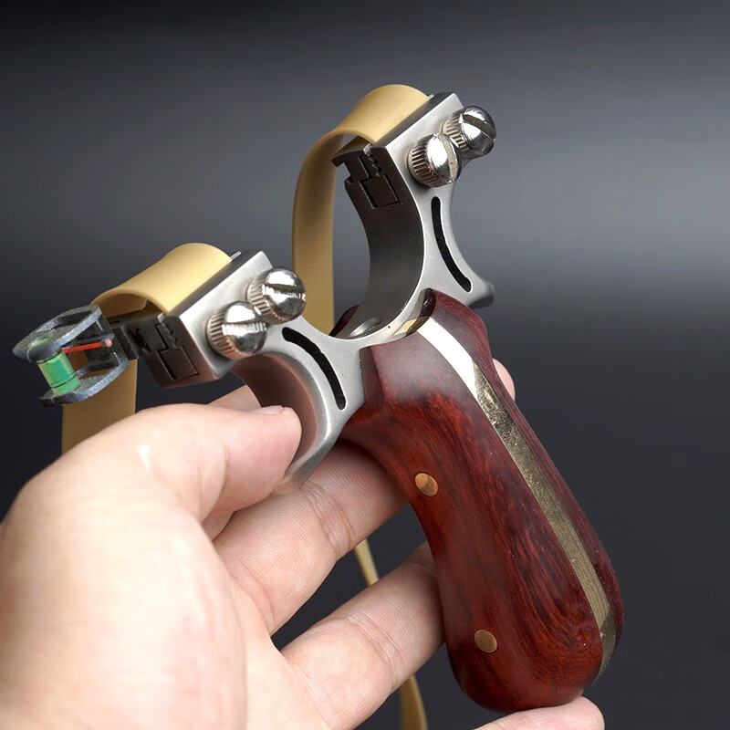 抢成人户外竞技不锈钢弹弓器免邦扁皮加厚大力皮筋 木柄98k弹弓裸弓