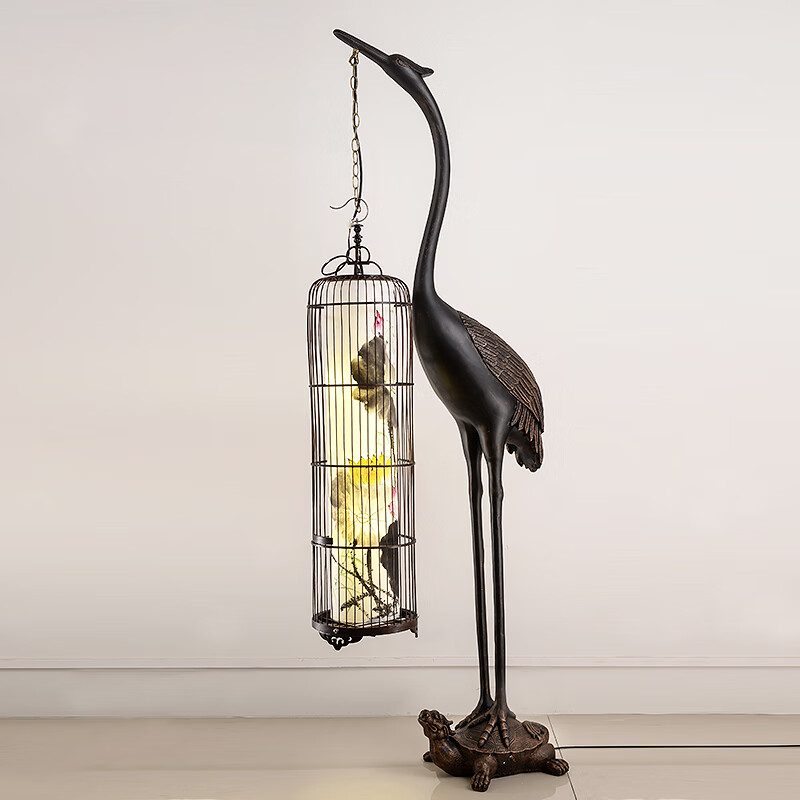 龟鹤延年(荷花国画灯罩)