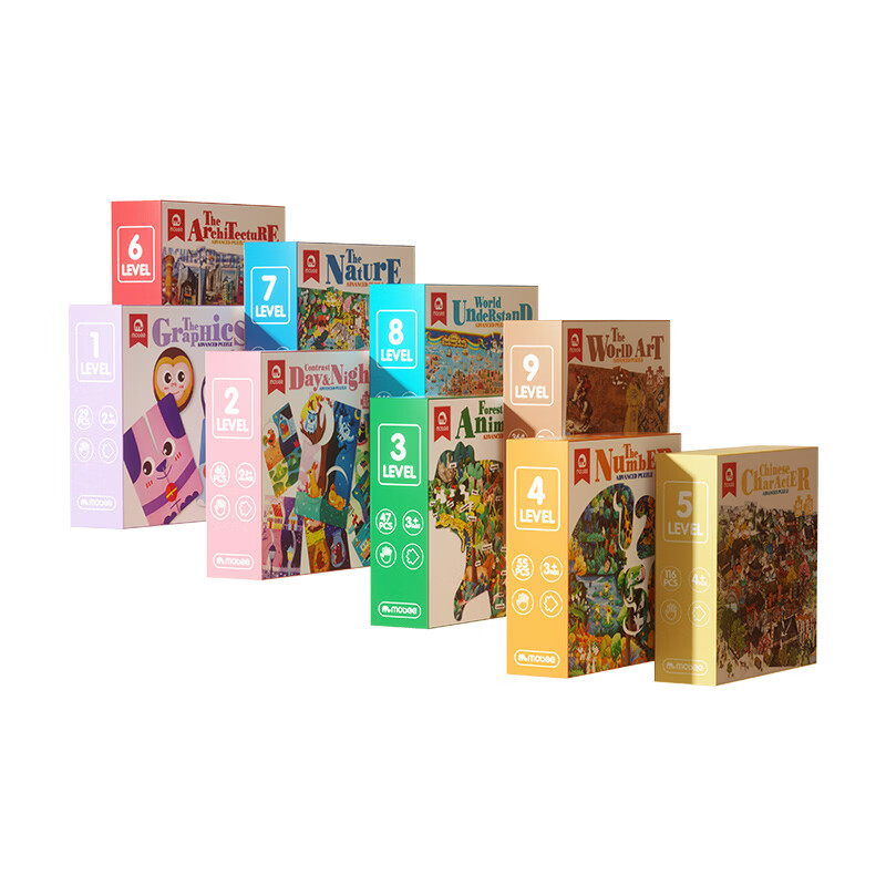 mobee拼图3-6岁幼儿进阶纸质大块早教玩具7-10岁4男女孩5宝宝儿童拼图 3阶-蔬菜认知（适合3-4岁）