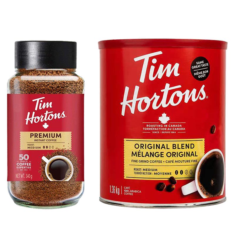 clcey加拿大tim hortons 提姆中度研磨/速溶咖啡粉黑咖啡100/1350g