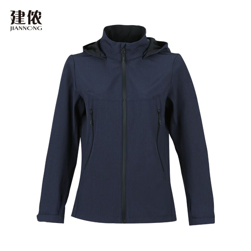 建侬春秋男女款厚四面弹细腻轻便运动户外软壳风衣外套f6509/10 藏青