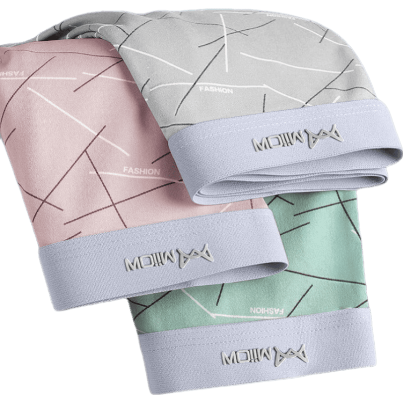 猫人（MiiOW）男士内裤四角短裤平角裤头礼盒3条装 灰色/粉色/绿色【3条】 3XL(135-155斤)