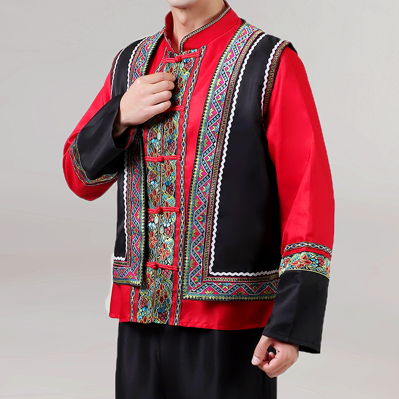 云南傣族舞蹈服装男成人艺考西双版纳少数民族男士壮族葫芦丝演出服