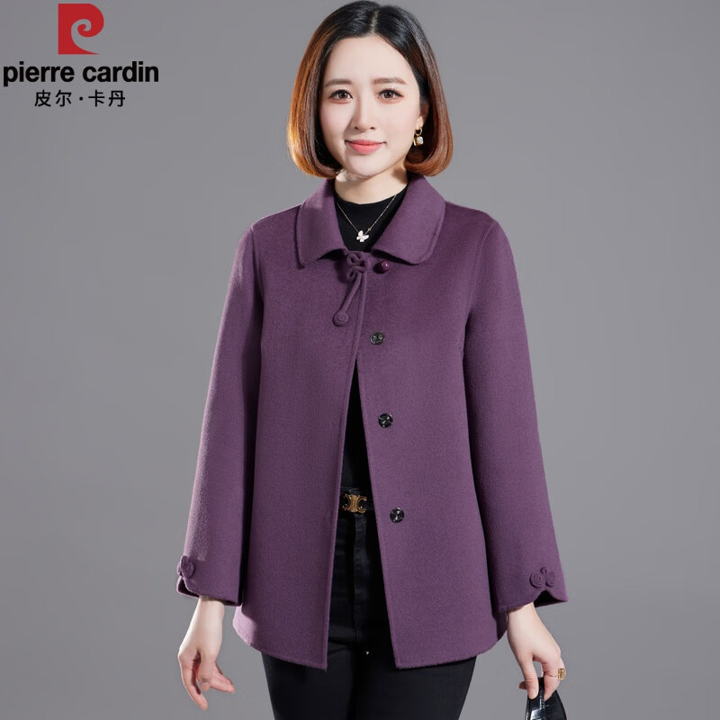 cardin)品牌洋气中年秋冬双面呢羊绒外套女中年品牌妈m装羊毛大衣短款