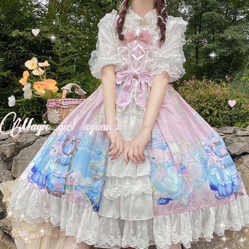 亲智洛丽塔中华风公主裙魔法兔lolita少女儿童女童甜美连衣裙夏季全套