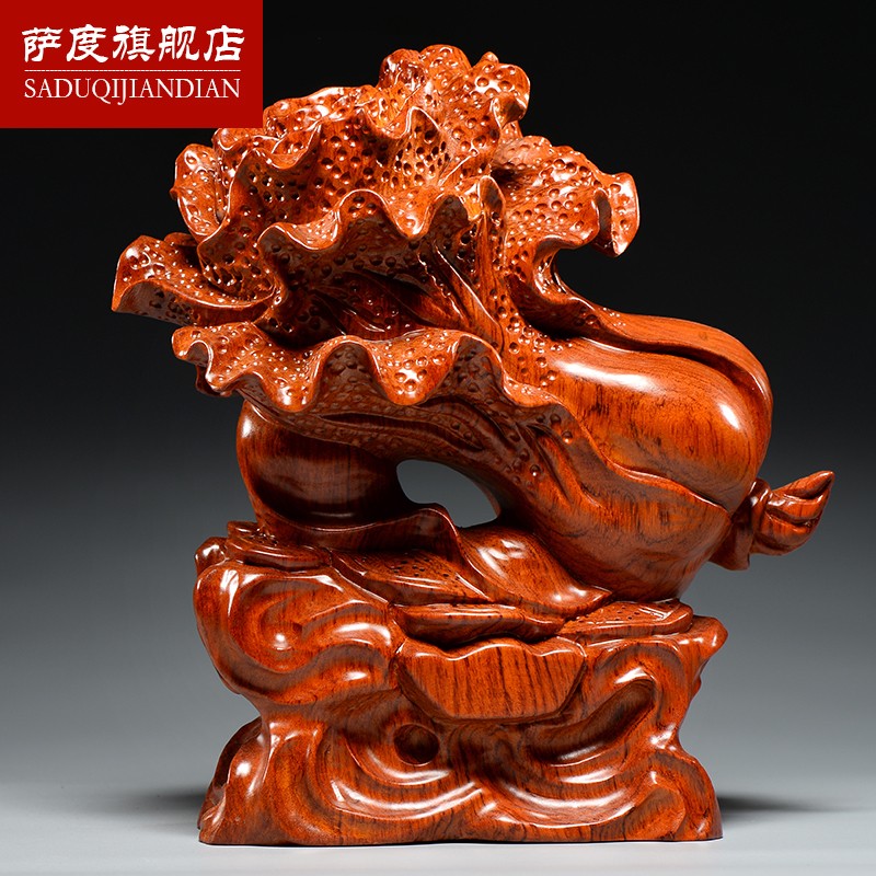 萨度花梨木雕白菜摆件客厅公司办公室红木白菜装饰品店铺开业乔迁送礼