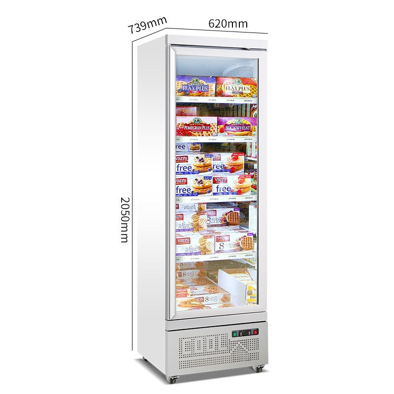 冷冻柜商用急冻速冻雪糕玻璃透明三门立式冰箱展示冰柜大容量亿美嘉 白色单门620