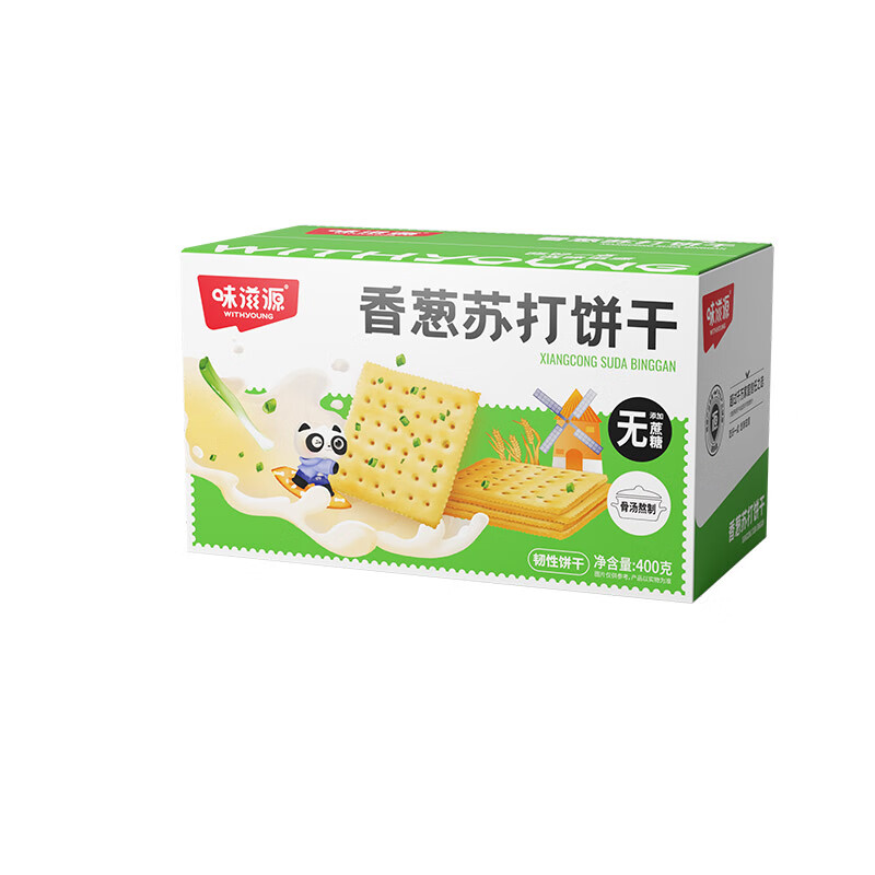 味滋源香葱苏打饼干早餐食品办公室小吃下午茶点心休闲零食Q 香葱苏打饼干400g整箱