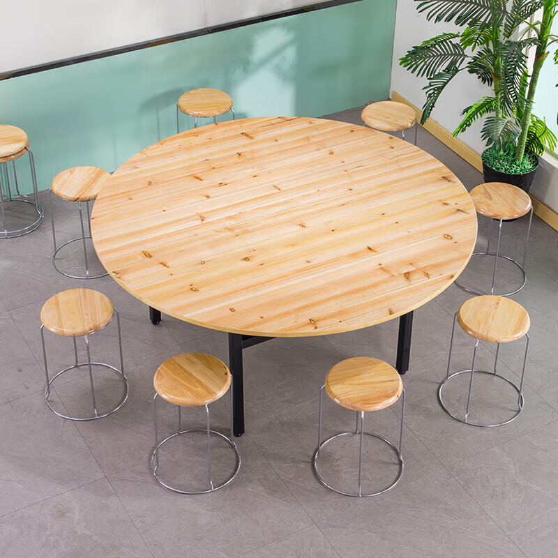 奈高食堂餐桌圆形杉木板大圆桌宴会桌大排档饭堂桌子 单桌-1.2米